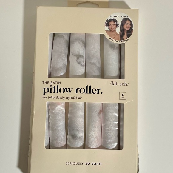 NWT Kitsch Satin Pillow Rollers - Soft Rollers for all hair types, 6pc Marble - Picture 6 of 11